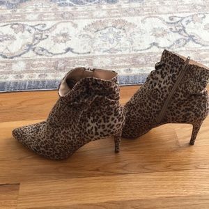 Animal print high heel bootie